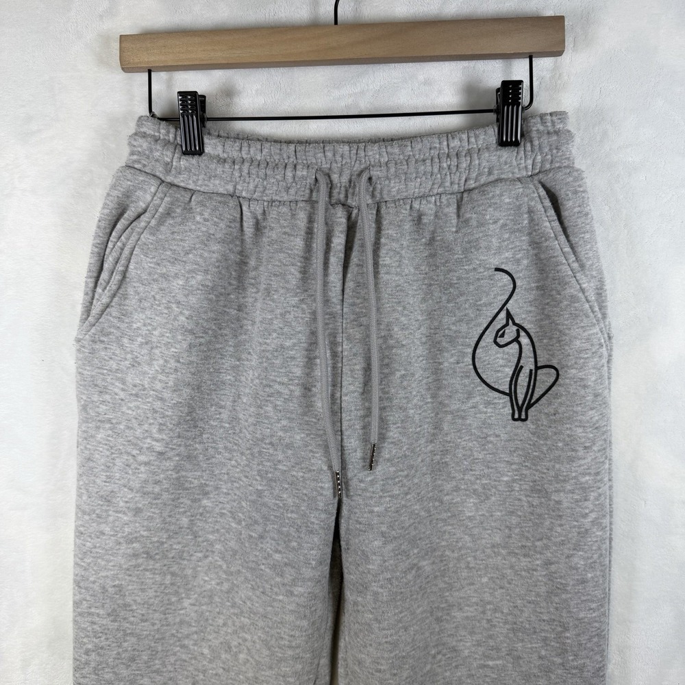 Baby Phat Gray Wide Leg Logo Sweatpants Y2K Fleece Joggers Women Size L